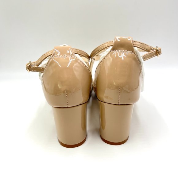 Benjamin Walk Touch Ups Womens Audrey Beige Tan Nude Patent Dress Sandals‎ Heels - Picture 7 of 14